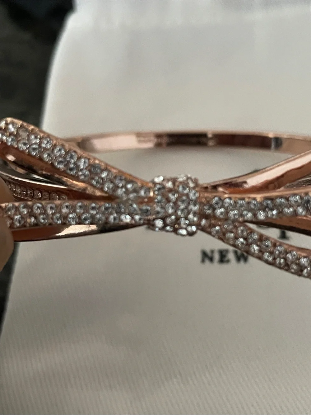 kate spade Rose Gold Bow Crystal Bangle Bracelet - Picture 5 of 5